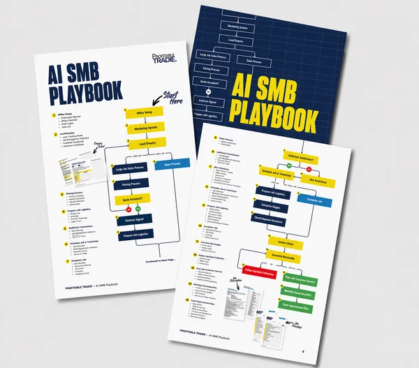 AI SMB Playbook cover — illustrated workbook with AI concepts